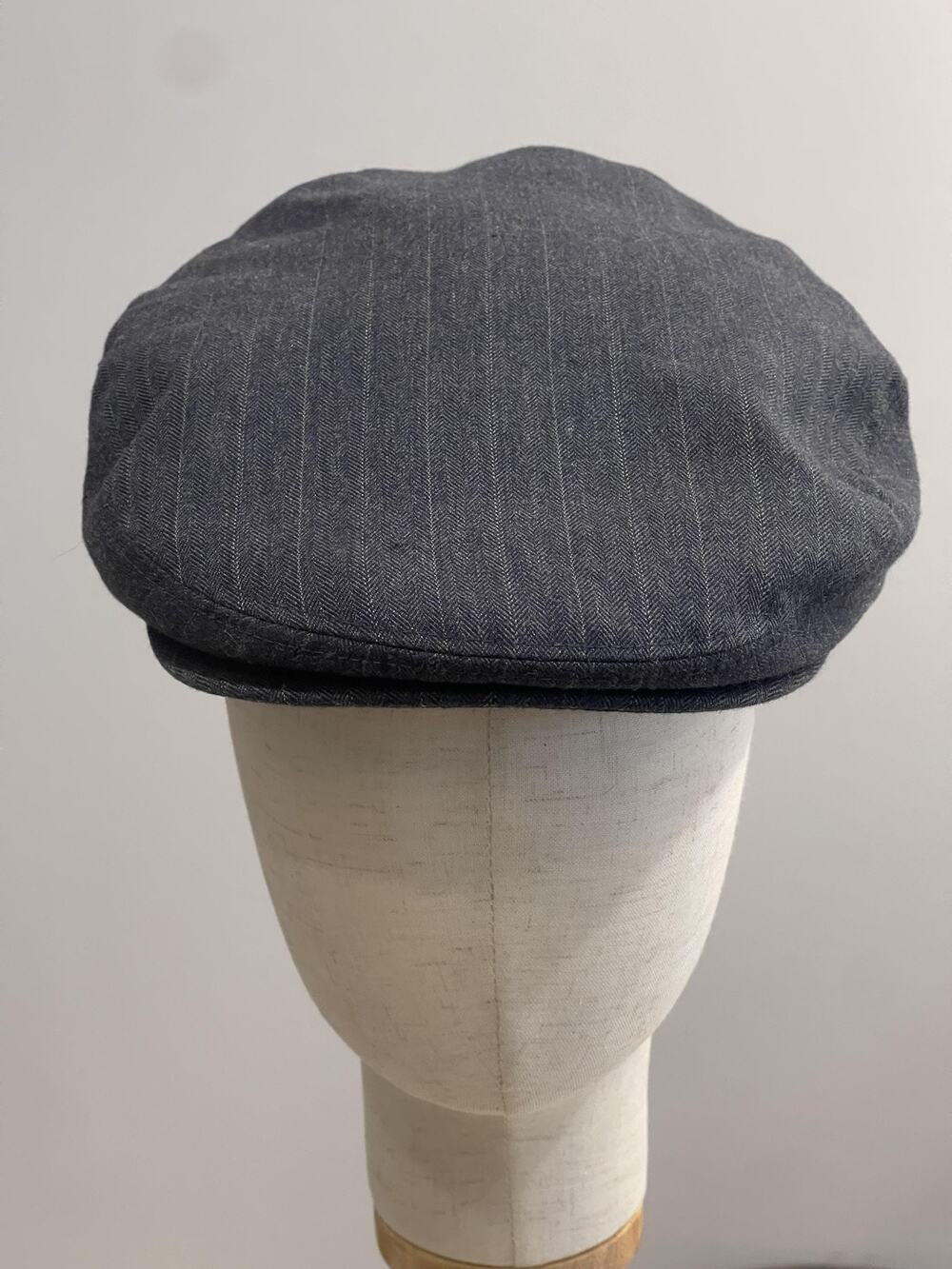 Banana Republic Hat Cap Flat Mens Medium Gray Herringbone Wool Lined Insulated